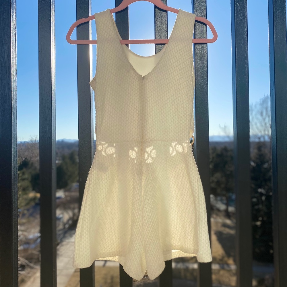 puff textured all white romper